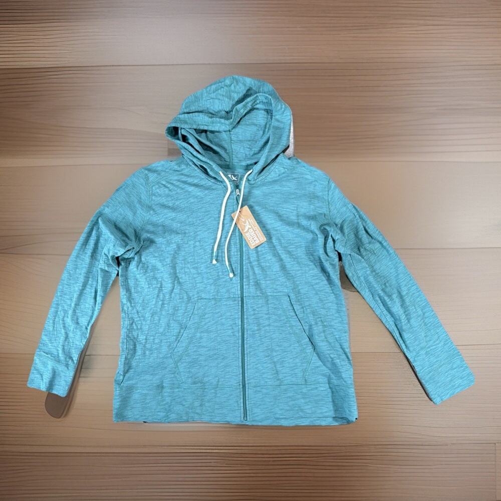 NWT Eddie Bauer Sz XL Teal Slub Cotton Full Zip Hoodie Coastal Gorpcore Outdoors